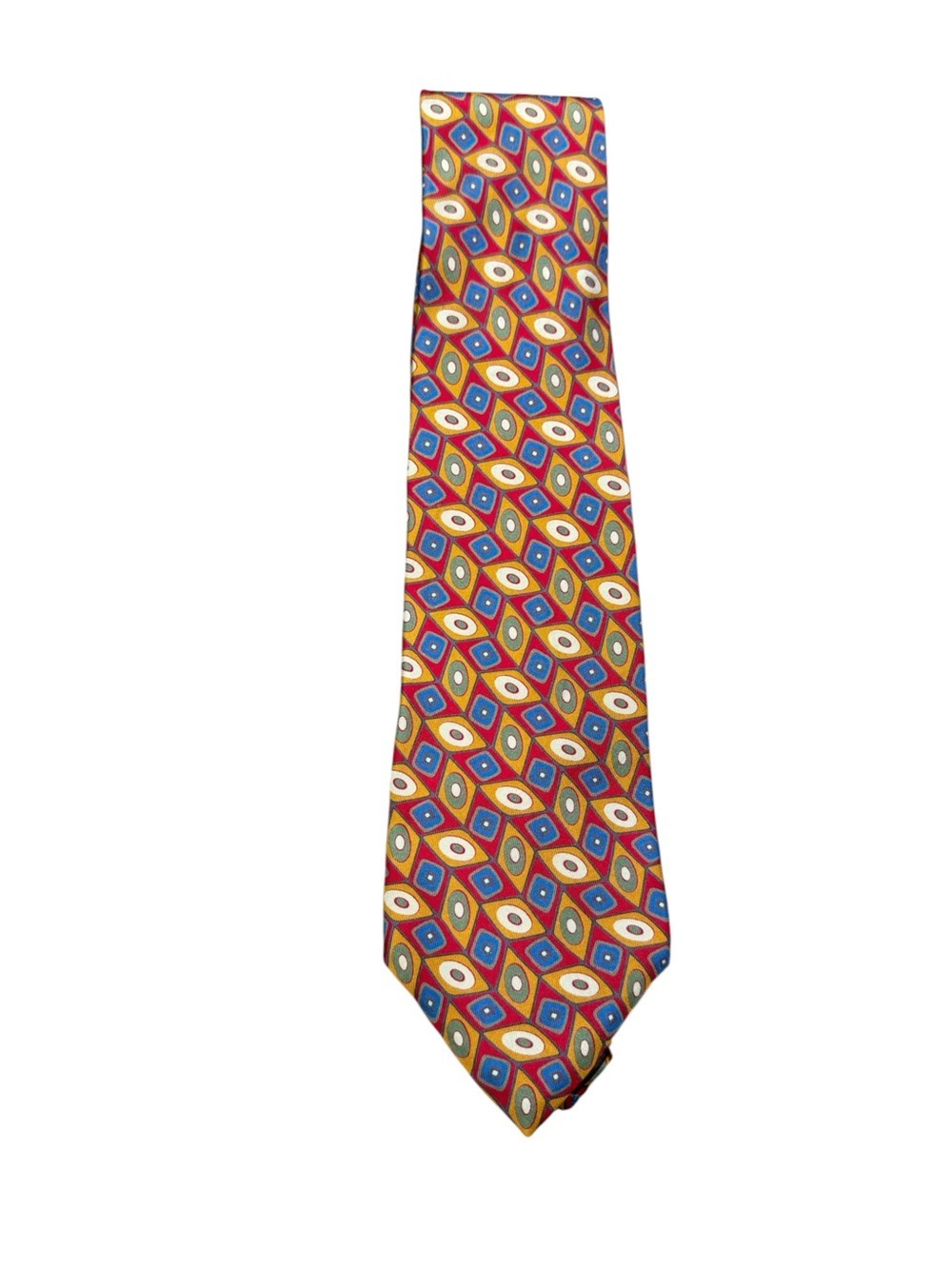 Claiborne Silk Tie Multicolor Geometric Red Yellow Blue